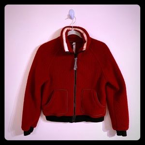 ✌🏼GUC Free People Mvmnt Red Teddy Jacket Sz S✌🏼